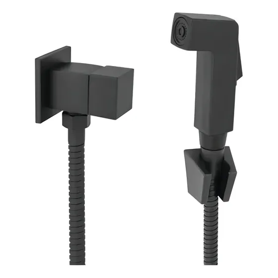 Ducha Higiênica Quadrada Preta Black Padrão Deca Completa Nitro Metais