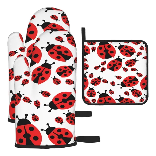 Mount Hour Mitts Agarradera Para Horno Diseño Mariquita Roja