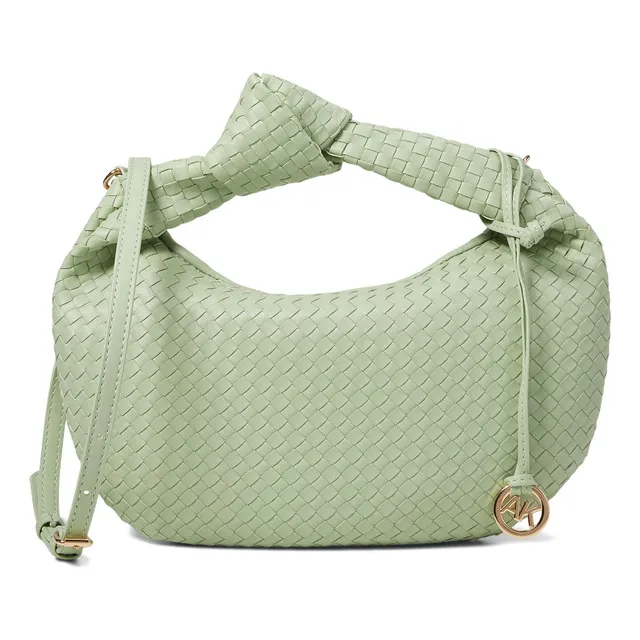 Mini Bolso De Hombro Tejido Anne Klein, Higo Verde