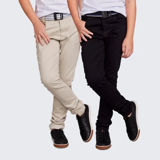 Kit 2 Calça Jeans Masculina Infantil Meninos Com Regulador