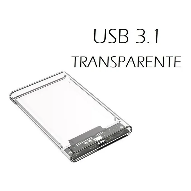Caja Para Disco Duro Usb 3.1 Tipo C Sata/ssd - Transparente