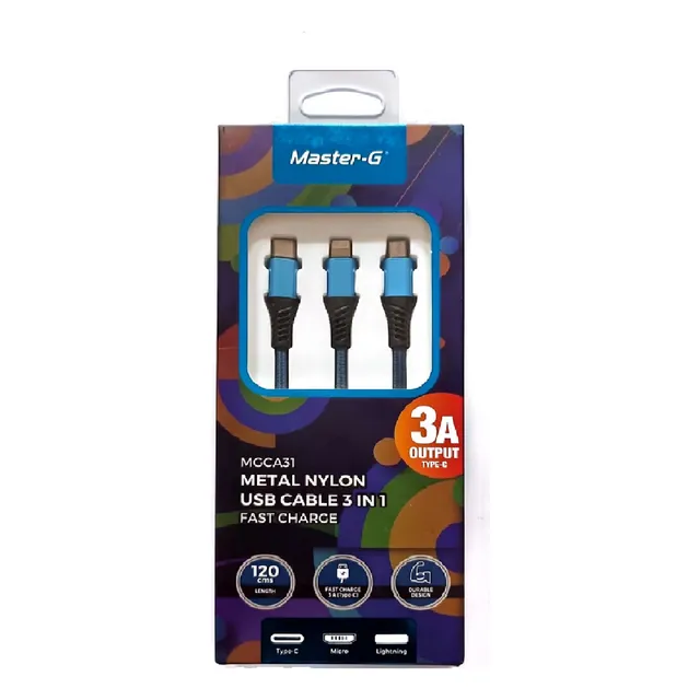 Cable Usb Master G 3 En 1 Micro Tipo C Y Para iPhone / Pm