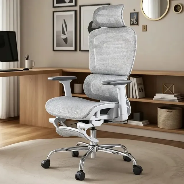 Cadeira de Escritório Presidente Sweet Studio Ergonômica, Cinza, Com Apoio Lomba
