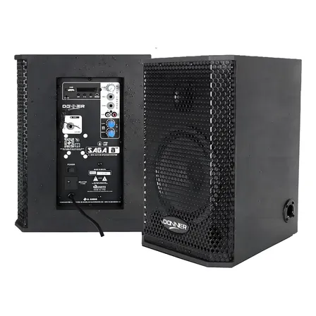 Kit Donner Saga8a Saga8p Caixa Ativa + Passiva 8 Polegadas 225w Preto Usb Bluetooth Bivolt Cabo 127/220v