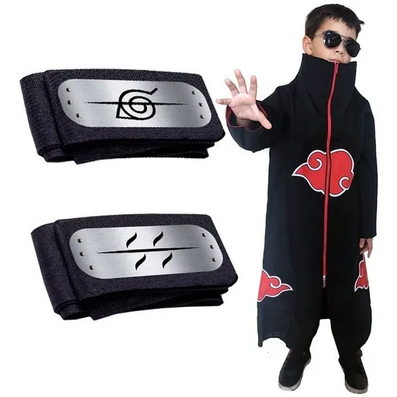 Kit Manto Akatsuki + Bandanas Itachi E Kisame
