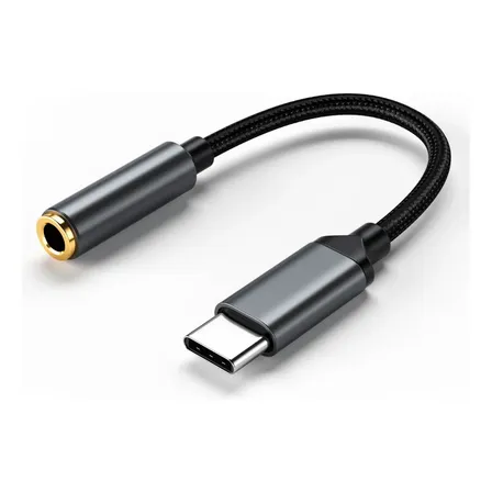 Adaptador De Audifono Usb Tipo C A Audio Jack 3.5 Mm Gris