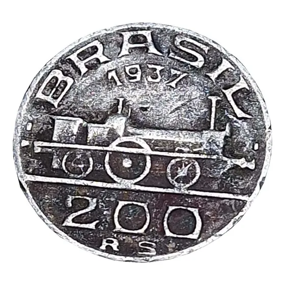 Moeda Brasil 200 Réis 1937 Reverso Invertido