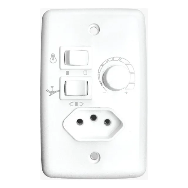 Controle Velocidade Rotativo C/tomada P/ Ventilador De Teto