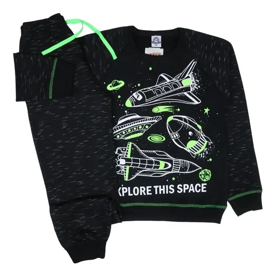 Conjunto Moletom Flanelado Preto Menino Quentinho E Bonito