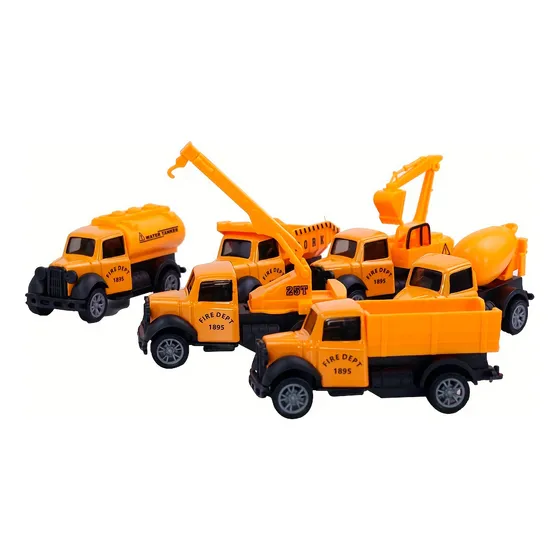 6 Mini Camiones A Fricción Escala 1:48 Cabina Metálica