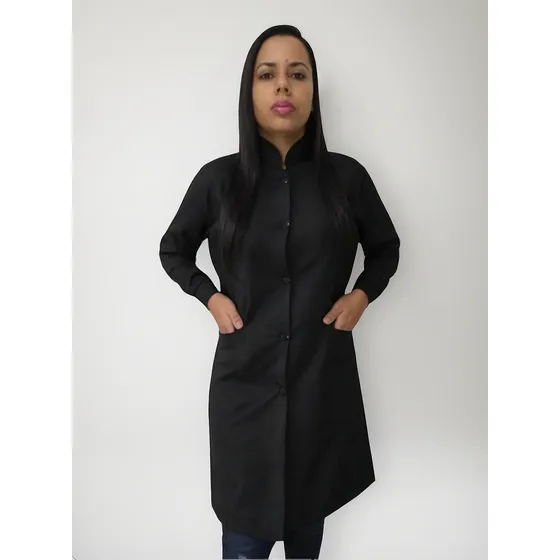 Jaleco Feminino Gola Padre Com Punhos Gabardine Acinturado 