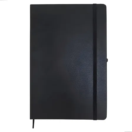 Caderneta Anotação A5 Executiva Tipo Moleskine Couro Sint Cor Preto Com Pauta