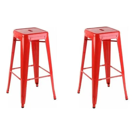 Taburete Tolix Pack 2 Unidades Vintage Colores Hogar Pub Color Rojo