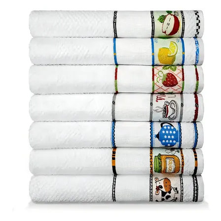 06 Toalhas De Cozinha Pano De Copa Prato Felpudo Vigo Dohler Branco Frutas Y Cocina
