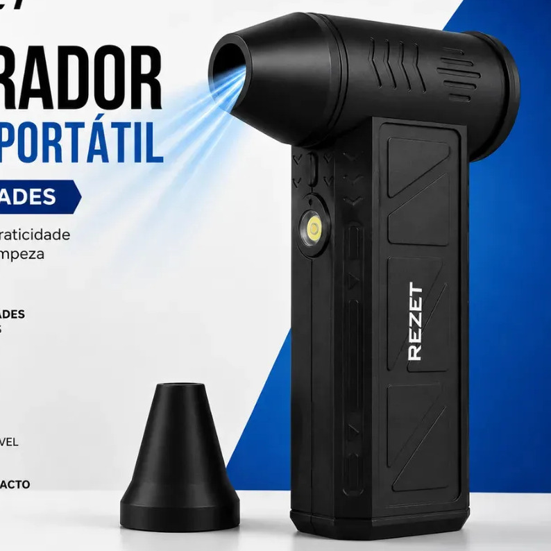 Soprador De Ar Portátil Mini Rezzet Brushless 3 Velocidades LED Recarregável USB-C Limpeza Teclado PC Câmera Automotiva Soprador De Ar Portátil Mini Rezzet Brushless 3 Velocidades LED Recarregável USB-C Limpeza Teclado PC Câmera Automotiva