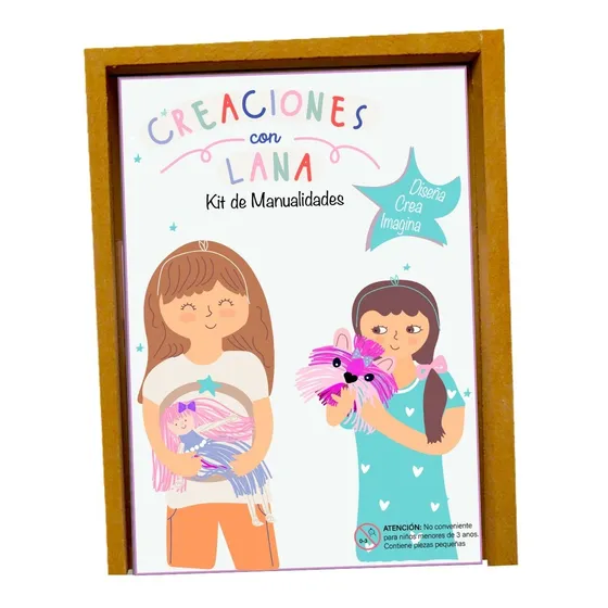Juego Artesania 2 En 1 Crear Con Lana Muñeca + Perrito Niños