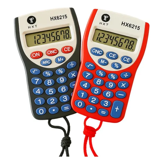 Kit 2 Mini Calculadora De Bolso Colorida Cordão De Pescoço
