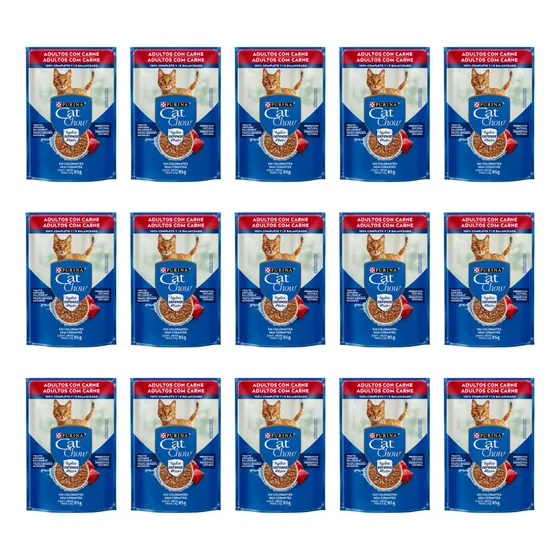Sashê Cat Chow Gatos Adultos Carne 15 Uni 85g