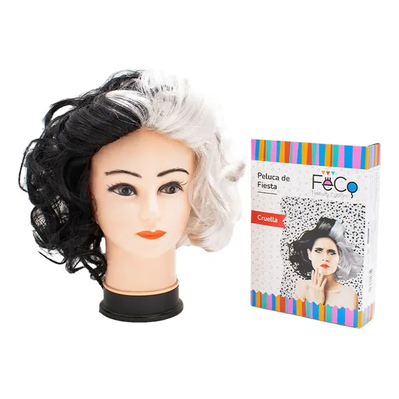 Peluca Cruella De Vill 101 Dálmatas Halloween Cotillon