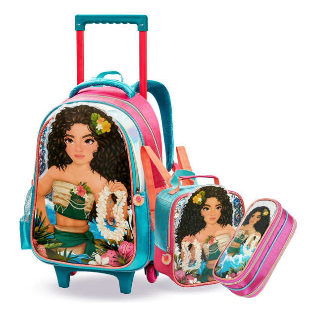 Kit Mochila Rodinha Infantil Princesa Moan 3 Peças 2025 Kit Mochila Rodinha Infantil Princesa Moan 3 Peças 2025