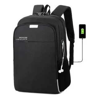 Mochila Anti Furto Com Cadeado Notebook Saida Cabo Aux Usb Fone Ouvido Cor Preto Mochila Anti Furto Com Cadeado Notebook Saida Cabo Aux Usb Fone Ouvido Cor Preto
