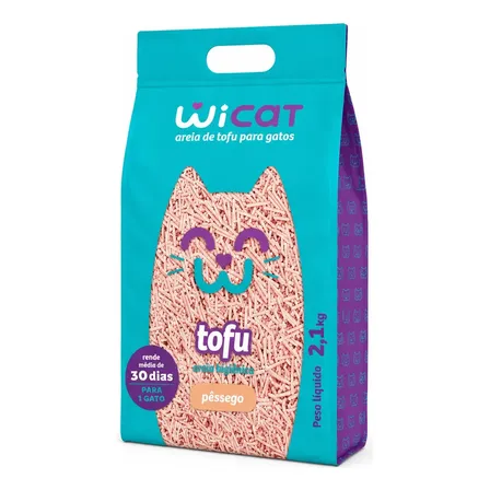 Areia De Tofu Para Gatos Sem Cheiro Wicat Pêssego 2,1kg