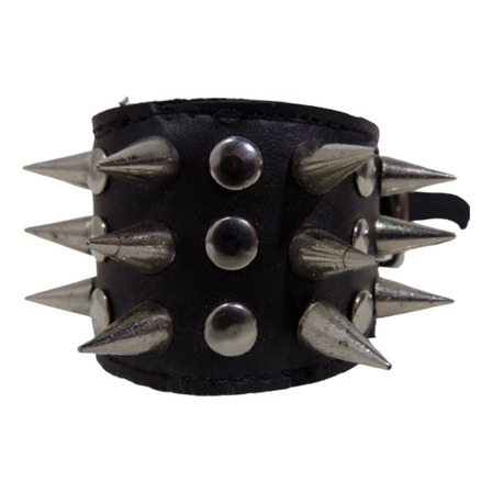 Muñequera Con Púas 3 Hileras De Cuero Pulsera Metal Rock Qsr Muñequera Con Púas 3 Hileras De Cuero Pulsera Metal Rock Qsr