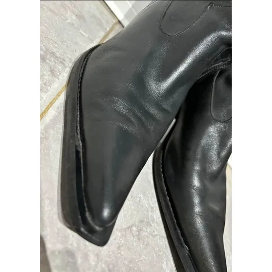 Botas Texanas  De Cuero Negras Largas