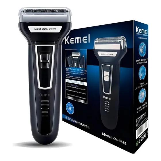 Cortador de cabelo Kemei Acabamento KM-6558 3 Em 1 preto