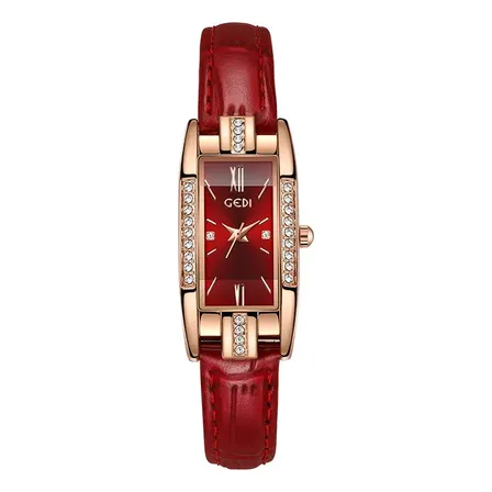 Relógio Feminino Gedi 51096 Retangular Vermelho