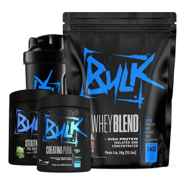 Kit Whey Protein Isolado + Creatina + Pré Treino + Shaker