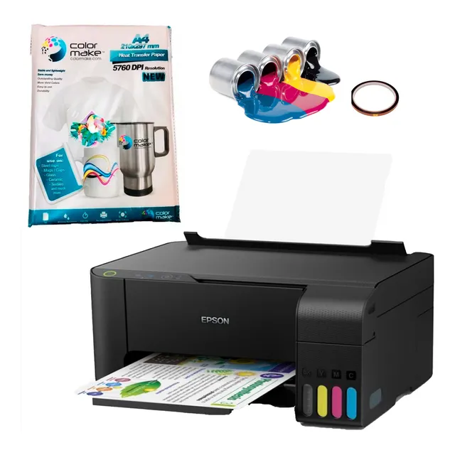 Impresora Epson Colormake L1250WIFI Sublimación 8 En 1 Tazas Playeras Color Negro
