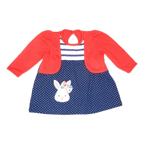 Vestido De Niña 2 Piezas Bebu / Azul Marino/rojo