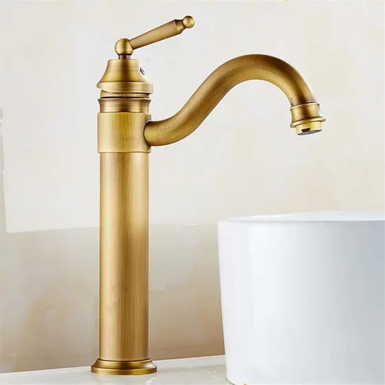 Auhx Grifo Mezclador Lavabo Cobre Antiguo Una Sola Manija T