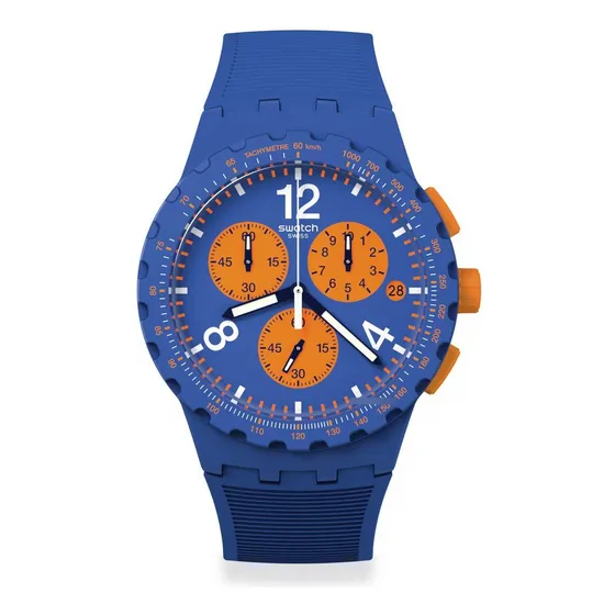 Reloj Swatch Unisex Casual Azul De Plástico Y Cuarzo
