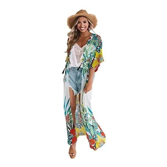 Vestido Playero Talla Única Hasta Xxl Aprox. Kimono Cárdigan