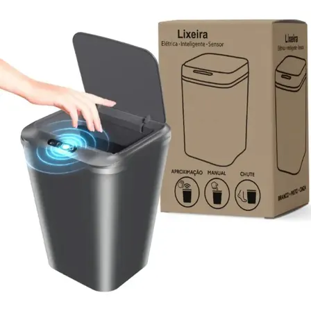 Lixeira Automática Sensor Recarregável Escritório