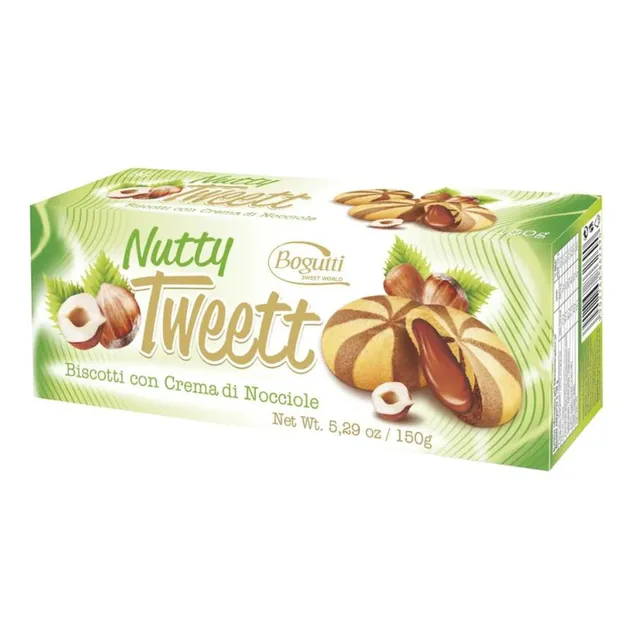 Biscoito Nutty Tweett Com Creme De Avela Bogutti 150g