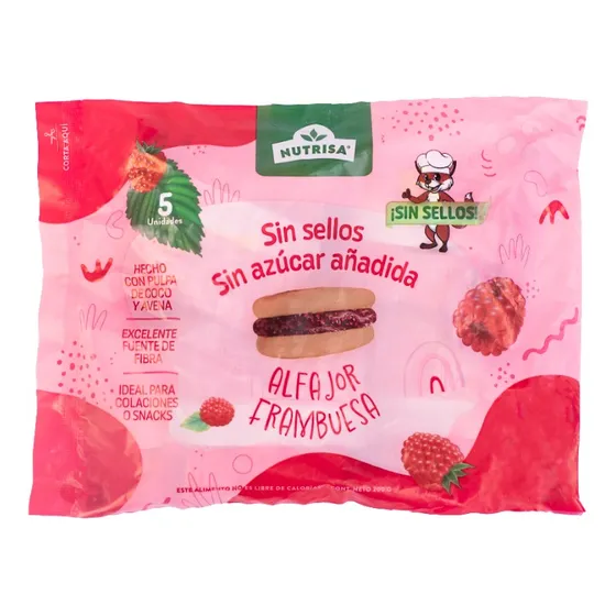 Alfajor Vainilla Con Frambuesa Nutrisa X 5 Unids 200 Gr