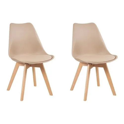 Cadeiras Jantar Mesa Cozinha Leda Design Wood, 2 Unidades Cor da estrutura da cadeira Nude
