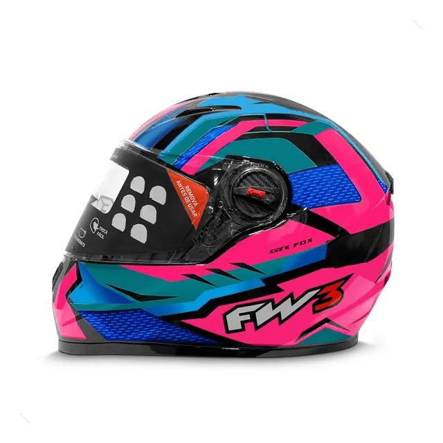 Capacete Moto Fechado Fw3 Modelo Gtx Fox Várias Cores