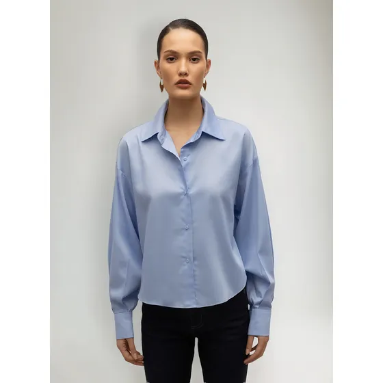 Camisa Iódice Manga Longa Com Botões Azul