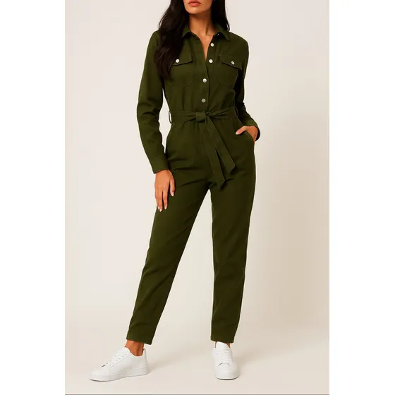 Mono Jardinero Overol Mujer Oversize  Moda Colores Talles Verde Musgo L