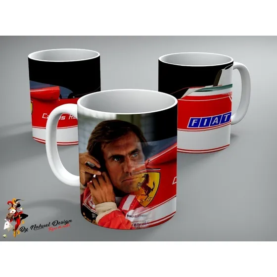 Taza De Ceramica Ferrari Carlos Lole Reutemann 01