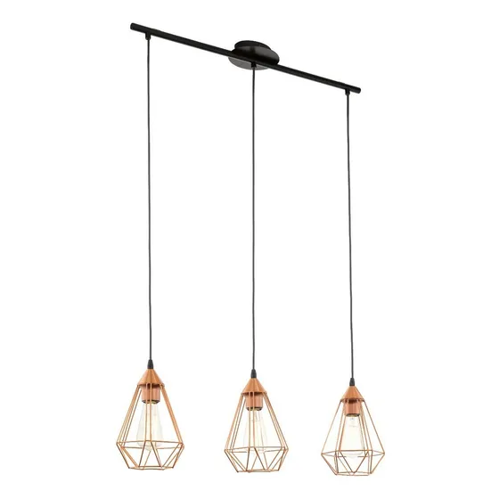 Eglo Lámpara Colgante Tarbes Acero Negro cobre L790 H1100 E27 3x60W Cod.94195