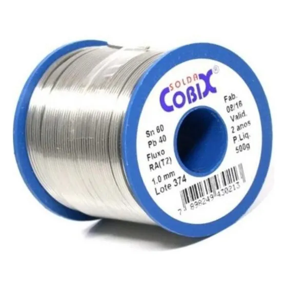 Solda Estanho Cobix 1 Mm 60x40 500g Com Fluxo 110V/220V