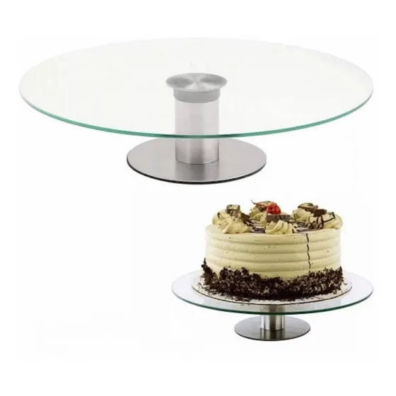 Plato De Vidrio Giratorio Con Base Pie 30cm Torta Base Giratoria Reposteria Bandeja Decoracion Elegante Candy Bar Mesa