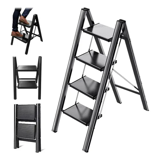 Escalera Plegable Resistente Multiuso Acero 4 Escalones 150k