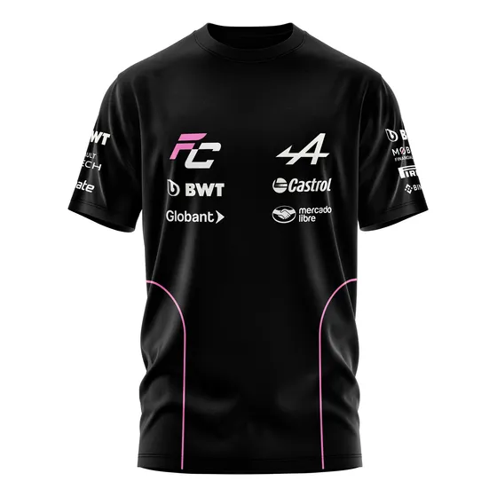 Remera Alpine Formula Uno Colapinto Algodón V2 Lineas Rosas