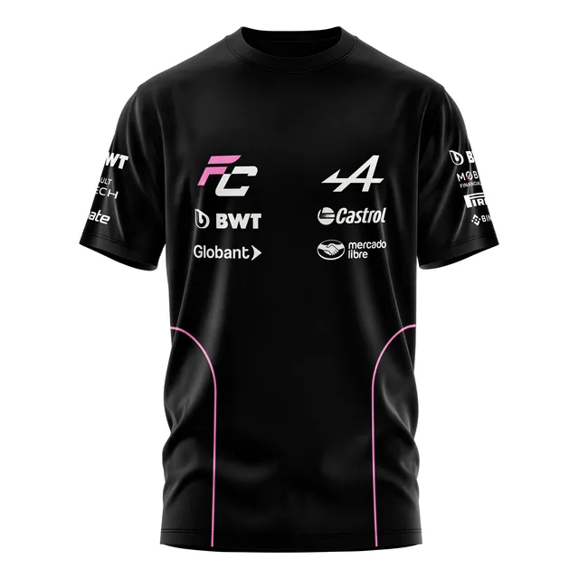 Remera Alpine Formula Uno Colapinto Algodón V2 Lineas Rosas